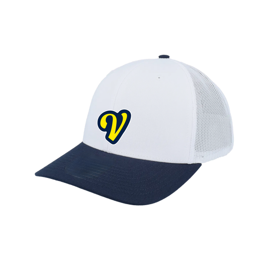 Nashville Vibe Richardson V Logo Trucker in White/Navy