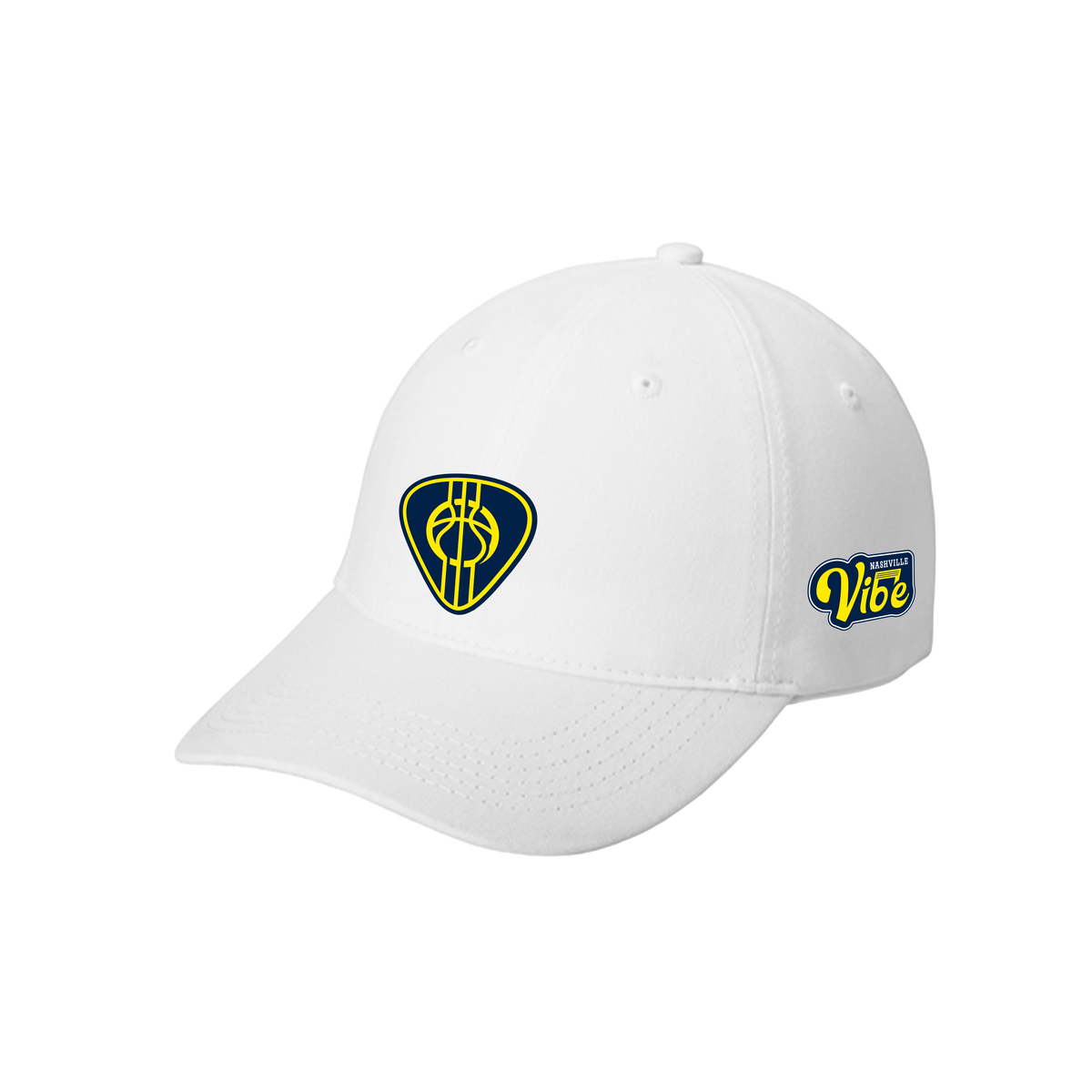 Nashville Vibe Pic Dual Logo Brushed Twill Low Profile Cap in White